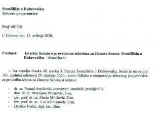Izvješće o provedenim izborima za članove Senata