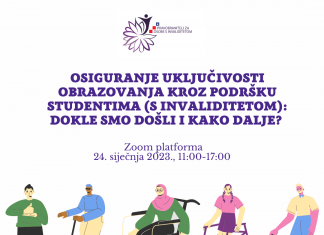 POZIV na stručni skup “Osiguranje uključivosti obrazovanja kroz podršku studentima (s invaliditetom): Dokle smo došli i kako dalje?”