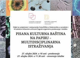 Najava predavanja i izložbe ‘Pisana kulturna baština na papiru- multidisciplinarna istraživanja’